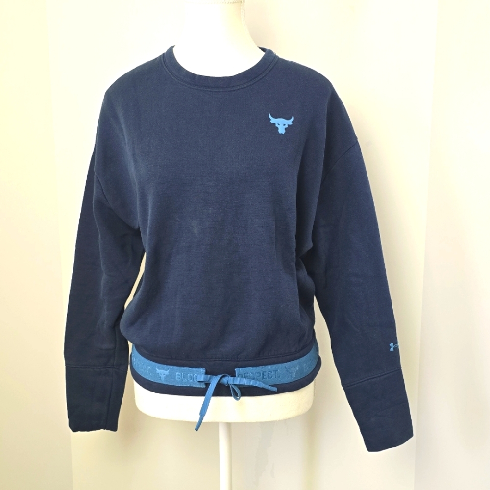 Under Armour Project Rock Women's Navy Blue Activewear Sweater, Sz XS (PTP 21")